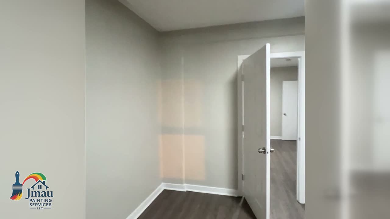 Apartment after interior painting with fresh light gray walls